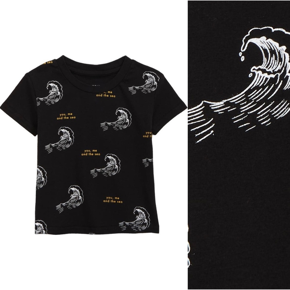 Summer sea print bamboo top - t-shirt- waves- beach tee baby boy